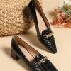 Shoes zolucky | Elegant Crocodile Embossed Chain-Decor Commuting Low Heel Loafers Black