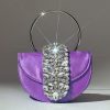 Accessories zolucky | Sparkling Rhinestone Party Satin Clutch Bag Metal Ring Handbag With Chain Strap