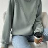 Topshot zolucky | Crew Neck Casual Loose Plain Sweatshirt Mint