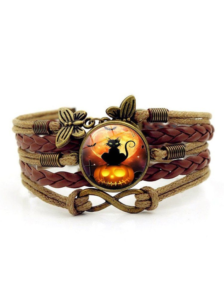 Accessories zolucky | Halloween Black Cat Time Gem Bracelet Butterfly 8-Character Hand Rope European And American Jewelry