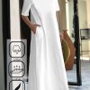 Dresses zolucky | Plain Loose Casual Crew Neck Dress White