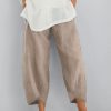 Bottoms zolucky | Women Solid Casual Linen Cotton Pants