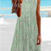 Dresses zolucky | Casual Loose Crew Neck Floral Dress Green