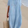 Dresses zolucky | Loose V Neck Holiday Plain Dress