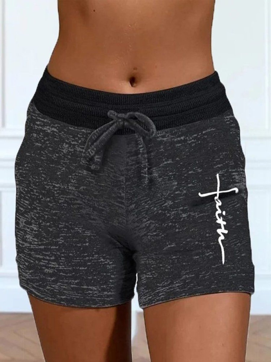 Bottoms zolucky | Faith Elastic Waist Sporty Shorts Deep Gray