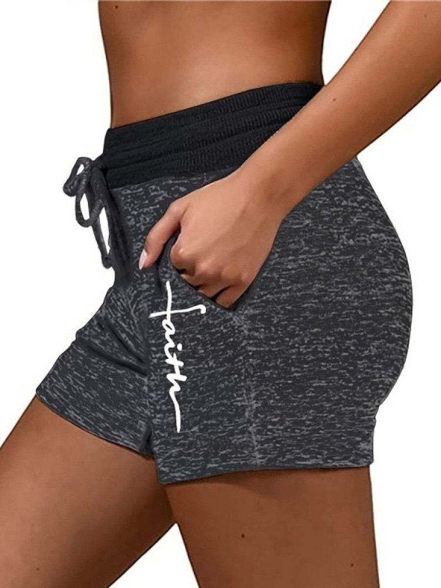 Bottoms zolucky | Faith Elastic Waist Sporty Shorts Deep Gray