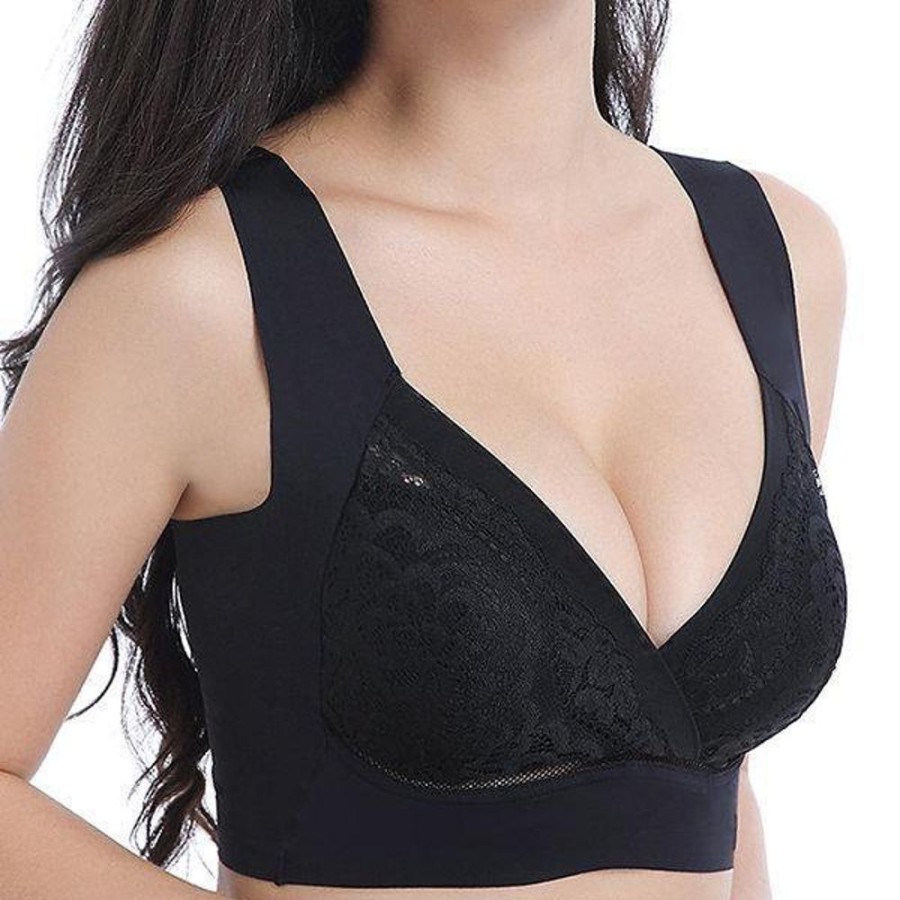 Accessories zolucky | Deep Plunge Embroidered Full Cup Wireless Bras