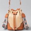 Accessories zolucky | Handmade Straw Bags Vacation Color-Block Shoulder Bag With Ethnic Cross-Body Strap