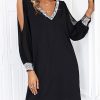 Dresses zolucky | V Neck Sexy Loosen Dress Black