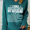 Topshot zolucky | Women Funny 5 Things You Should Know About My Wife V Neck Simple Text Letters Sweatshirt