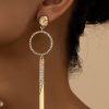 Accessories zolucky | Geometric Rhinestone Dangle Earrings Suit For Party And Wedding Golden