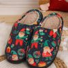 Shoes zolucky | Christmas Cartoon Printed Santa Claus Warmth Fluffy Slippers