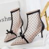 Shoes zolucky | Polka Dots Mesh Bowknot Stiletto Heel Fashion Boots