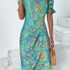 Dresses zolucky | Ethnic V Neck Elegant Dress