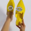 Shoes zolucky | Fashion Rhinestone Decor Flat Heel Mules Yellow