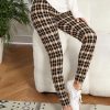 Bottoms zolucky | Jersey Tight Plaid Casual Leggings Black-Coffee