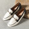 Shoes zolucky | Urban Minimalist Metal Decor Color Block Loafers Off White