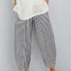 Bottoms zolucky | Striped Loose Polyester Cotton Casual Pants White