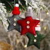 Accessories zolucky | Merry Christmas Star With Knitted Hat Buttoned Non-Woven Christmas Tree Pendant