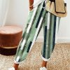 Bottoms zolucky | Loose Abstract Stripes Drawstring Casual Pants Green