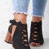 Shoes zolucky | Urban Commuting Simple Hollow Cross Thin Straps Thick-Heeled Sandals And Boots