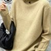 Topshot zolucky | Buttoned Turtleneck Casual Loose Sweater Khaki