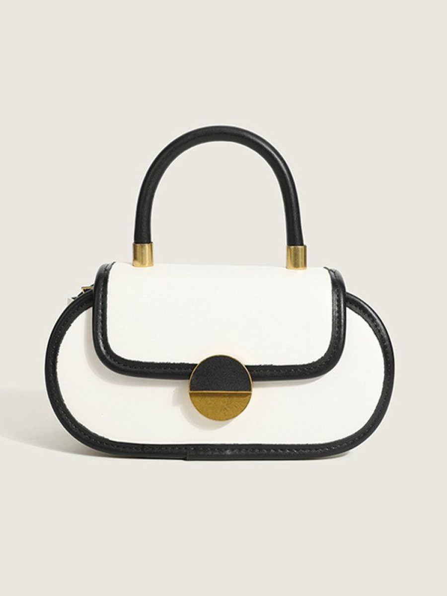 Accessories zolucky | Stylish Color Block Oval Handbag With Crossbody Strap