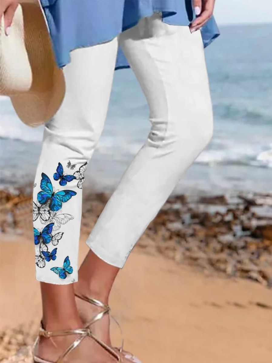 Bottoms zolucky | Casual Butterfly Leggings White