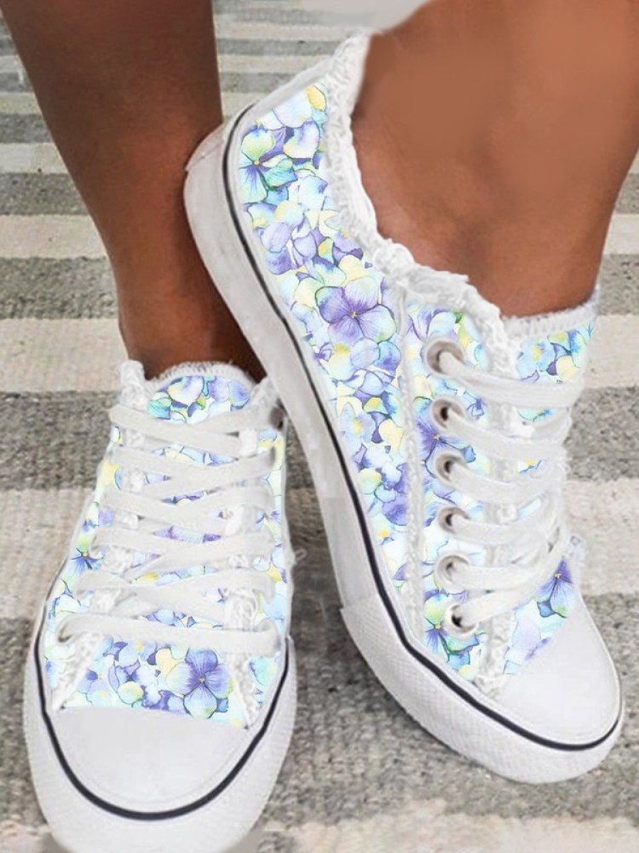 Shoes zolucky | Lightweight Breathable Blue Floral Sneakers Espadrilles As Picture