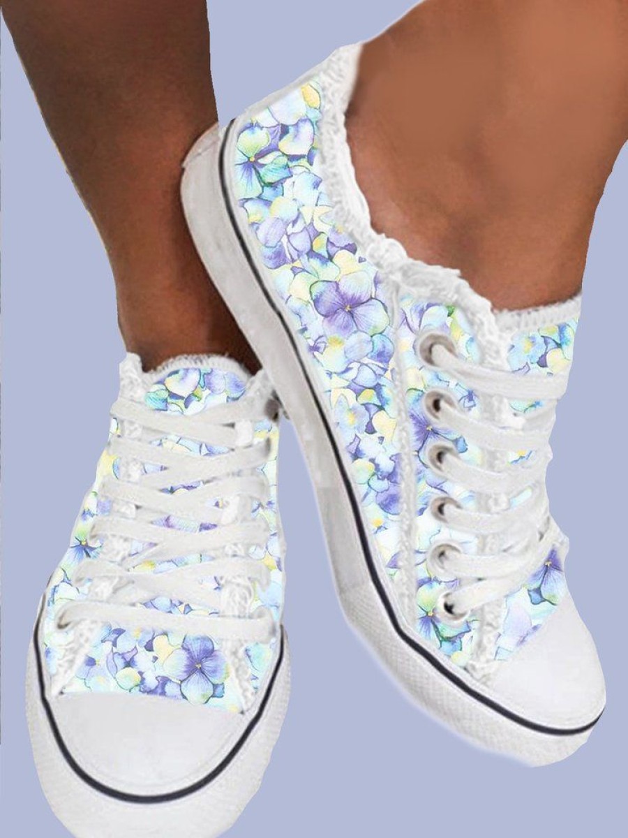 Shoes zolucky | Lightweight Breathable Blue Floral Sneakers Espadrilles As Picture