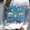 Topshot zolucky | Cotton-Blend Christmas Snowman Casual Sweatshirt