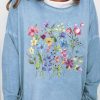 Topshot zolucky | Women'S Flower Print Crew Neck Casual Sweatshirt