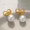 Accessories zolucky | Elegant Bowknot Imitation Pearl Party Dangle Earrings As Picture