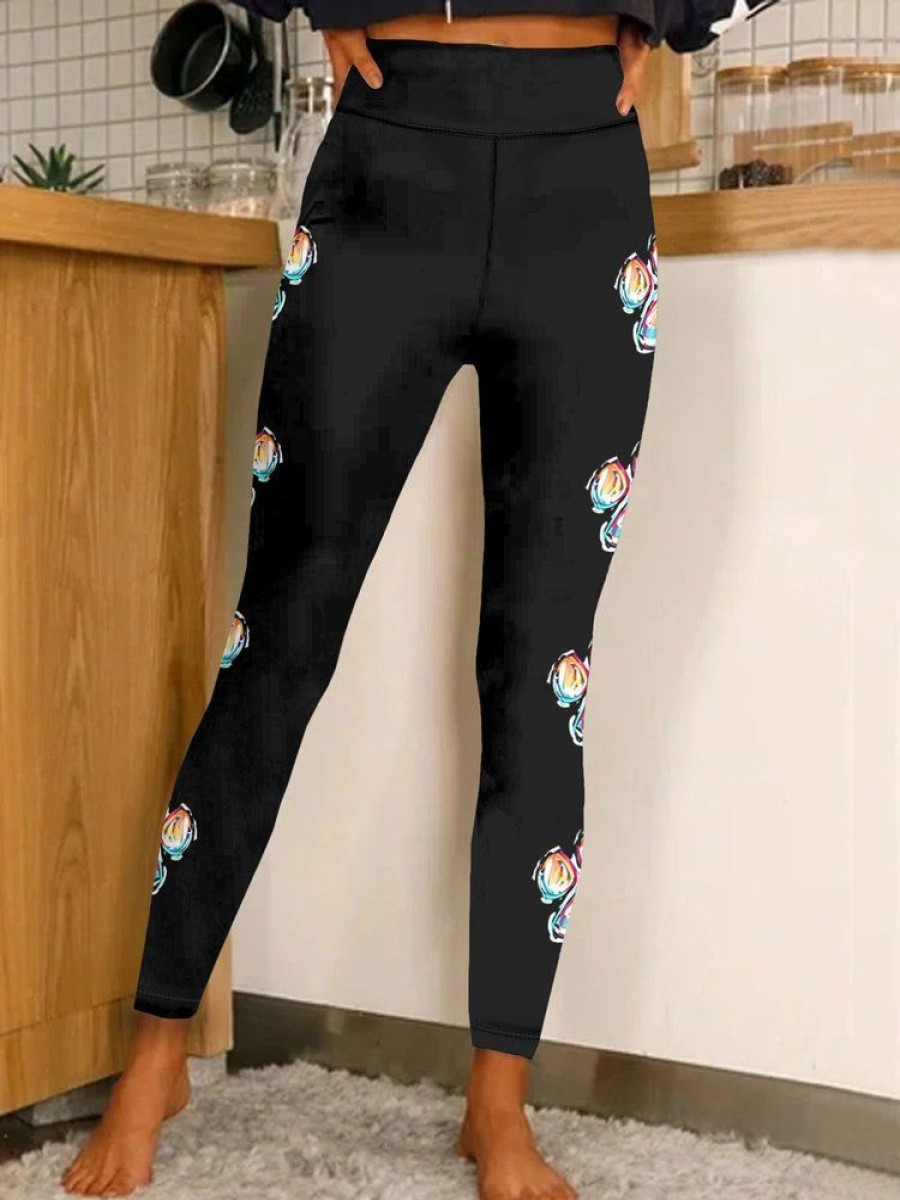 Bottoms zolucky | Casual Funny Dog Leggings Black