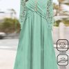 Dresses zolucky | Cotton Lace Casual Loose Dress Green