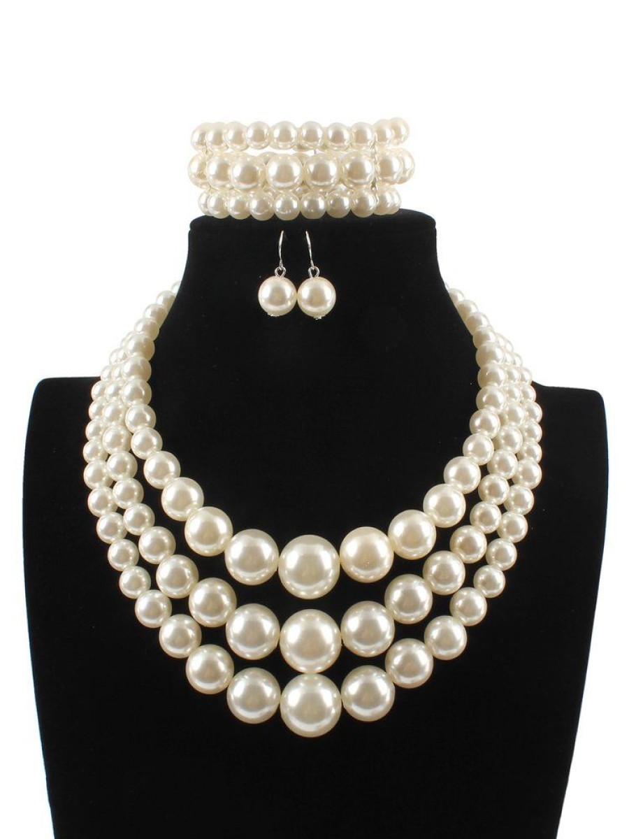 Accessories zolucky | 3Pcs/Set Elegant Imitation Pearl Multilayer Necklace Party Jewelry Set