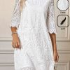 Dresses zolucky | Casual Plain Loose Lace Dress White