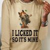 Topshot zolucky | Funny Horse And Butterflies I Licked It So It'S Mine Cotton-Blend Casual Long Sleeve Shirt