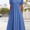 Dresses zolucky | Plain Sweetheart Neckline Regular Fit Short Sleeve Casual Maxi Dress