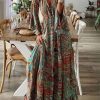 Dresses zolucky | New Women Chic Vintage Boho Hippie Shift Holiday Floral 3/4 Sleeve Weaving Dress Blue