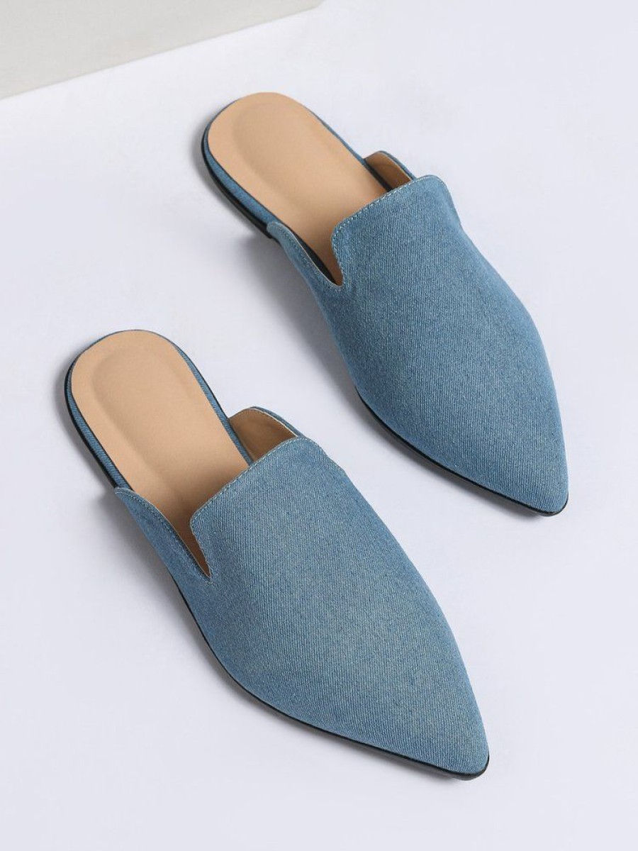 Shoes zolucky | Women Minimalist Flat Heel Canvas Mules