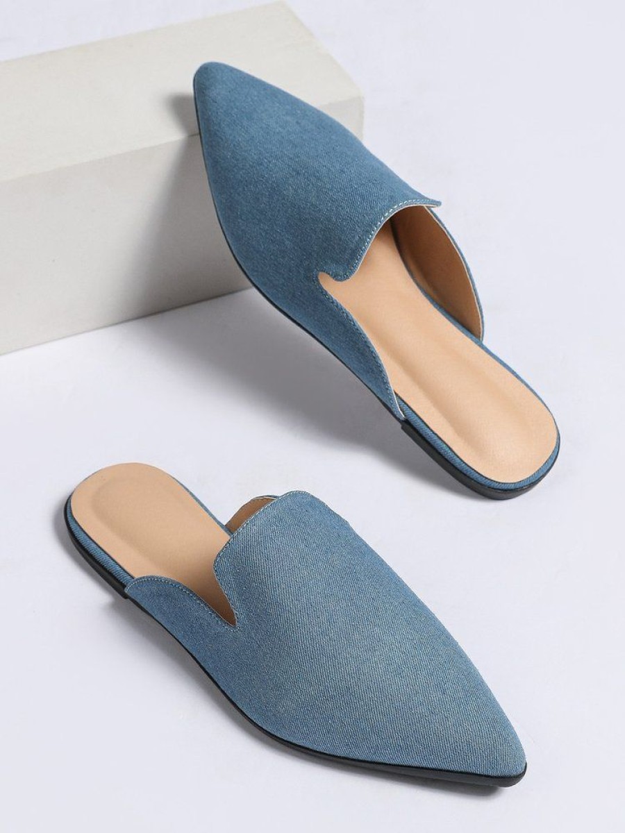 Shoes zolucky | Women Minimalist Flat Heel Canvas Mules