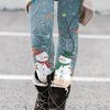 Bottoms zolucky | Christmas Snowman Flannel Pants Xmas Leggings Aqua Blue