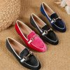 Shoes zolucky | Women Metal Decor Commuting Velvet Loafers