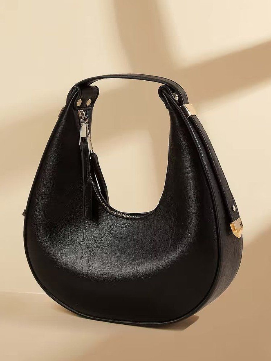 Accessories zolucky | Minimalist Crescent Moon Bag Double Zipper Underarm Bag