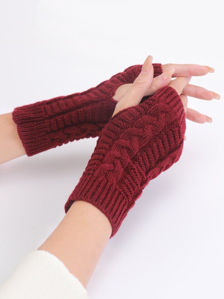 Accessories zolucky | Casual Twist Knit Half Finger Gloves