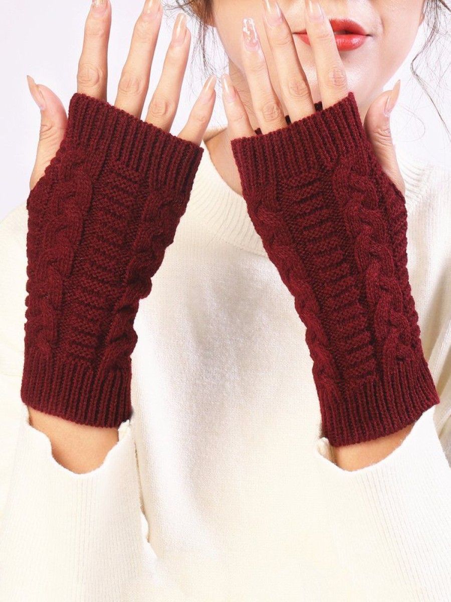 Accessories zolucky | Casual Twist Knit Half Finger Gloves