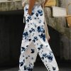 Bottoms zolucky | Floral Casual Loose Pants White