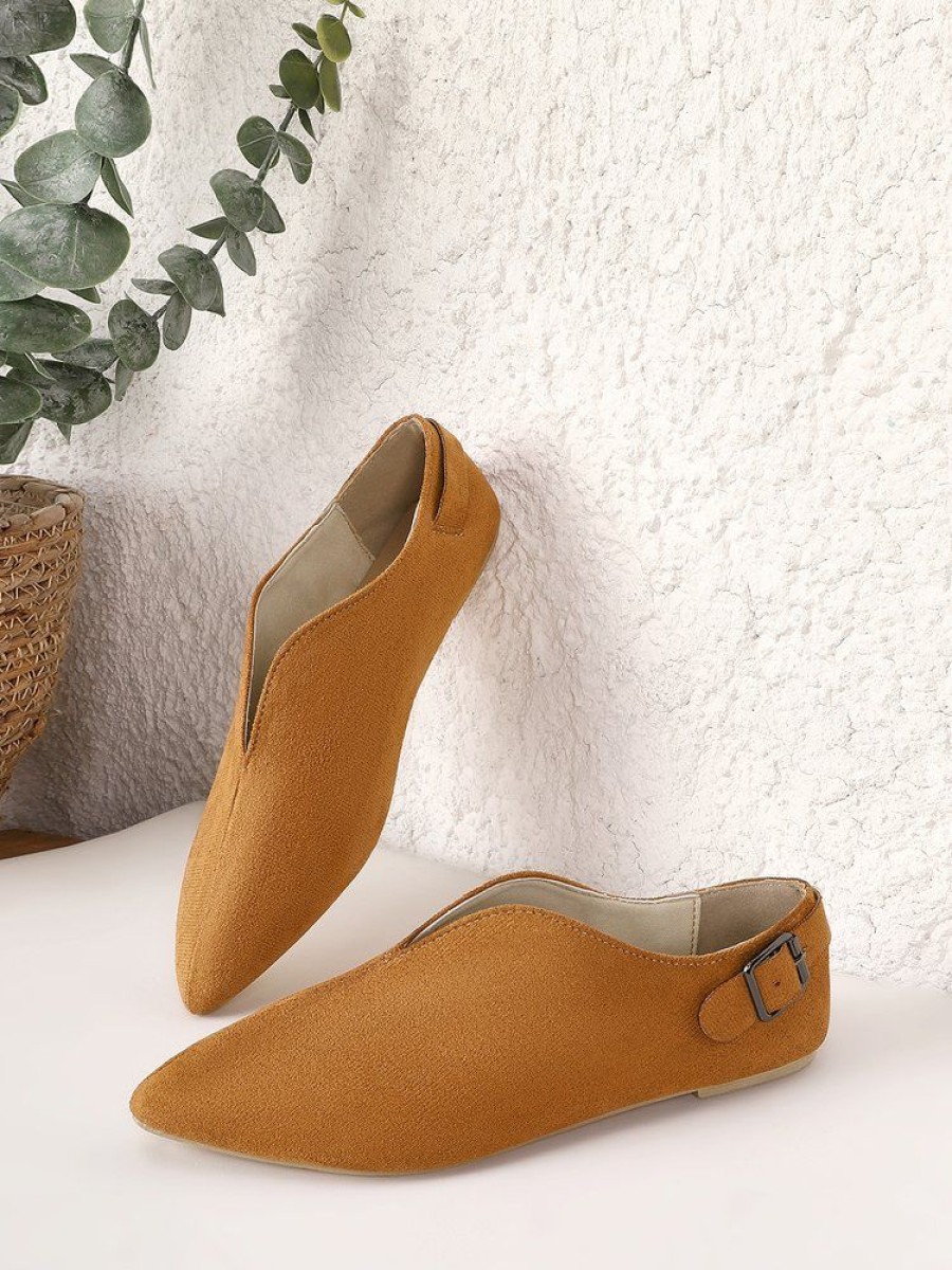 Shoes zolucky | Vintage Casual V-Buckle Flat Shoes