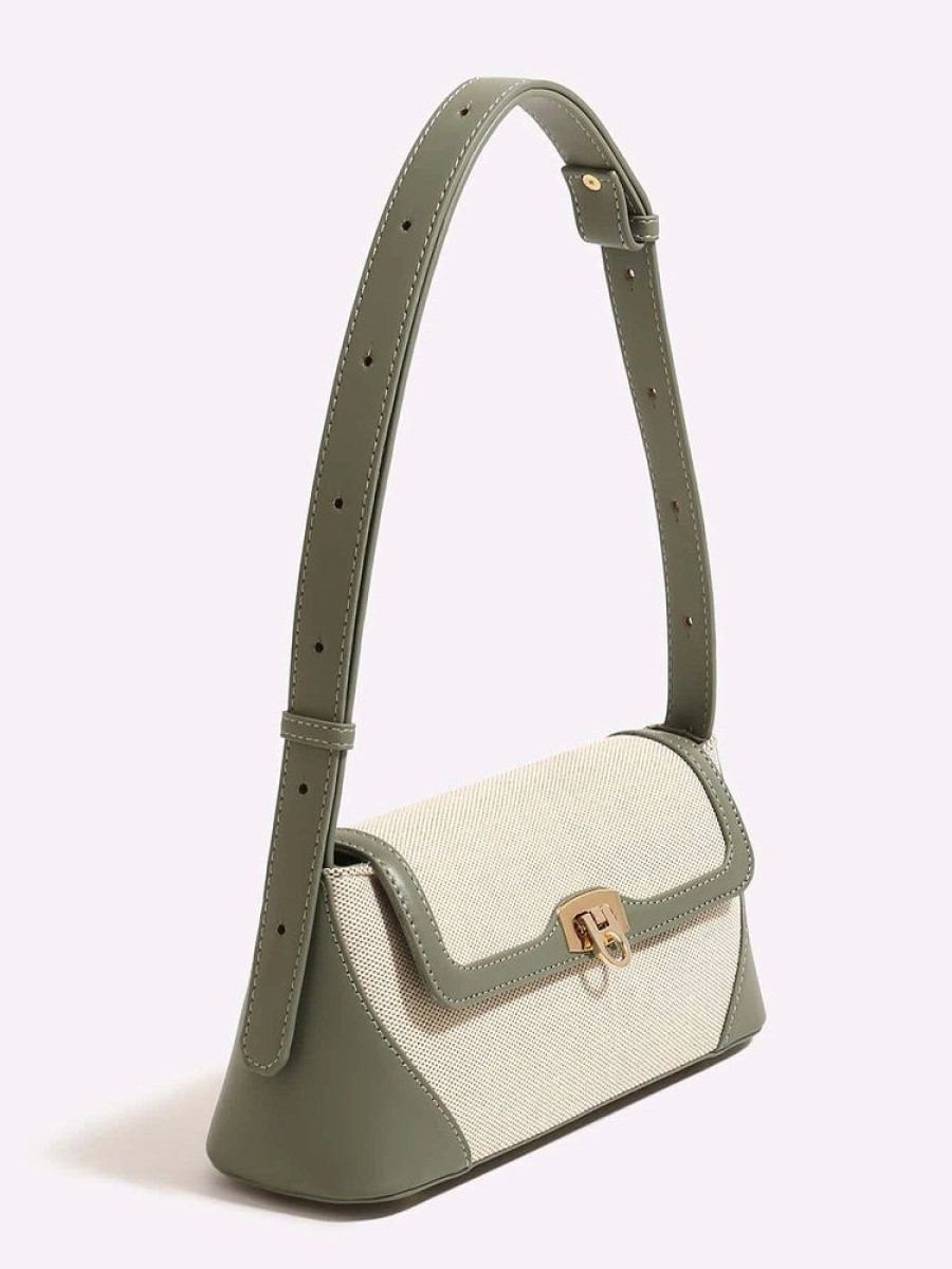 Accessories zolucky | Canvas Paneled Baguette Bag Color-Block Underarm Bag